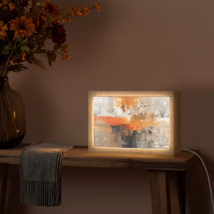 Verf - Patroon - Modern - Kunst Light Box met kabel (Tafellamp) klein -sfeer4
