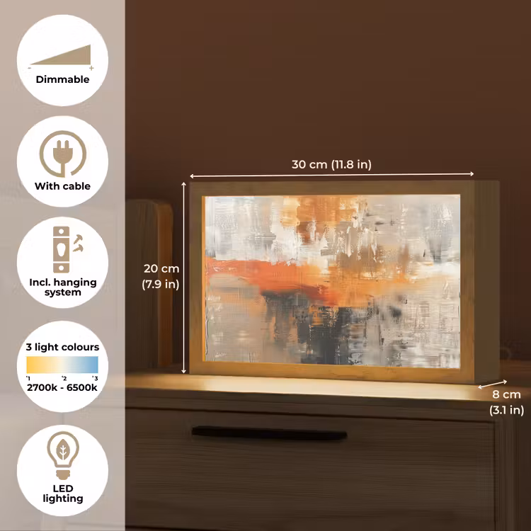 Verf - Patroon - Modern - Kunst Light Box met kabel (Tafellamp) klein -USP_EN
