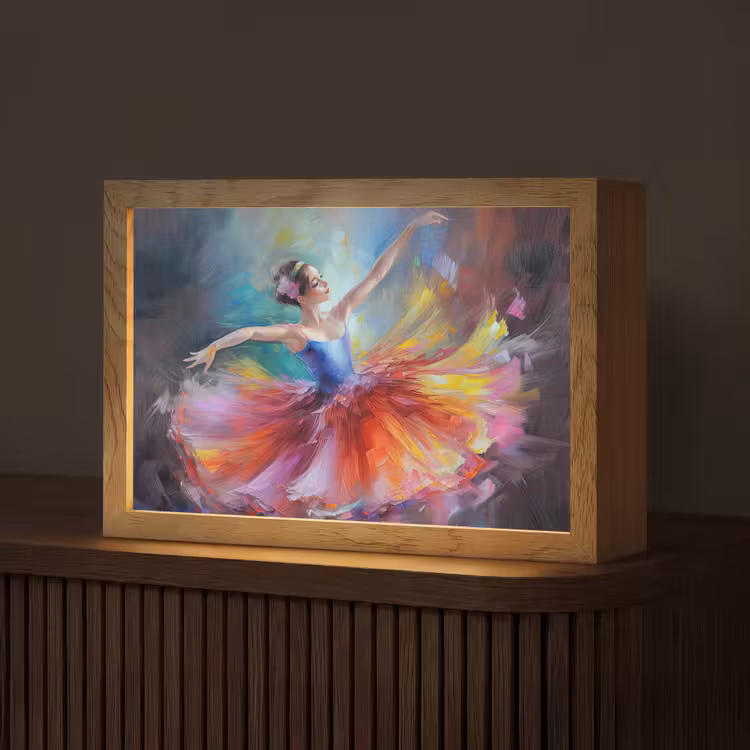 Schilderij - Olieverf - Dans - Ballerina Light Box met kabel (Tafellamp) klein -z3d_website
