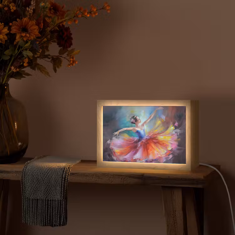 Schilderij - Olieverf - Dans - Ballerina Light Box met kabel (Tafellamp) klein -sfeer4