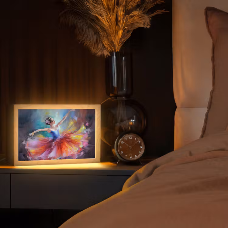 Schilderij - Olieverf - Dans - Ballerina Light Box met kabel (Tafellamp) klein -sfeer1