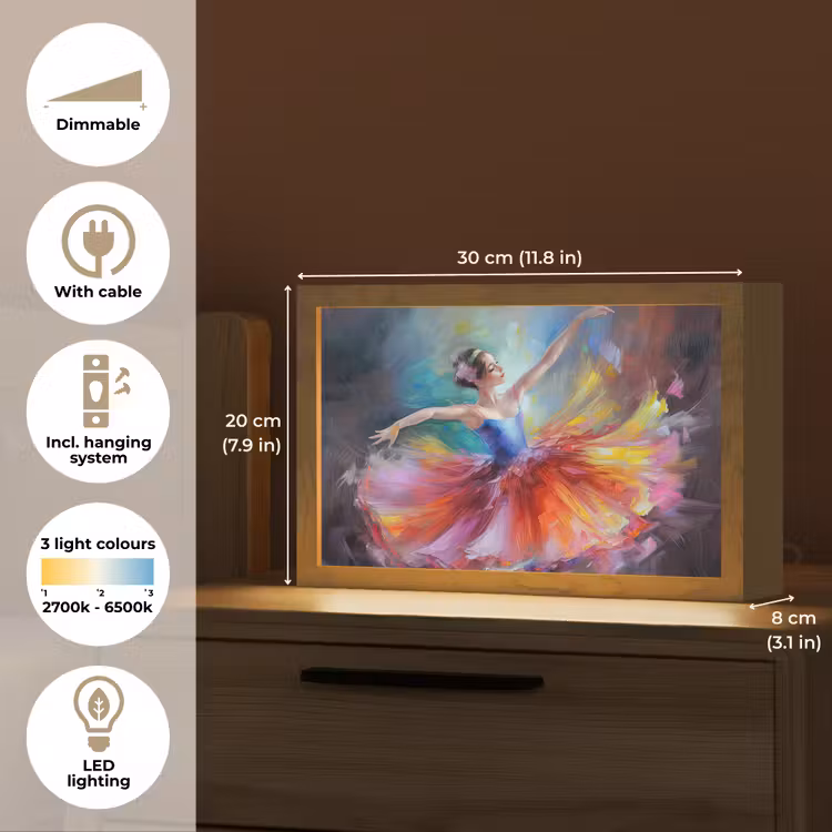 Schilderij - Olieverf - Dans - Ballerina Light Box met kabel (Tafellamp) klein -USP_EN
