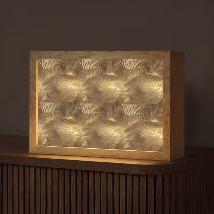 Palm - Waaier - Goud Light Box met kabel (Tafellamp) klein 924 -z3d_website