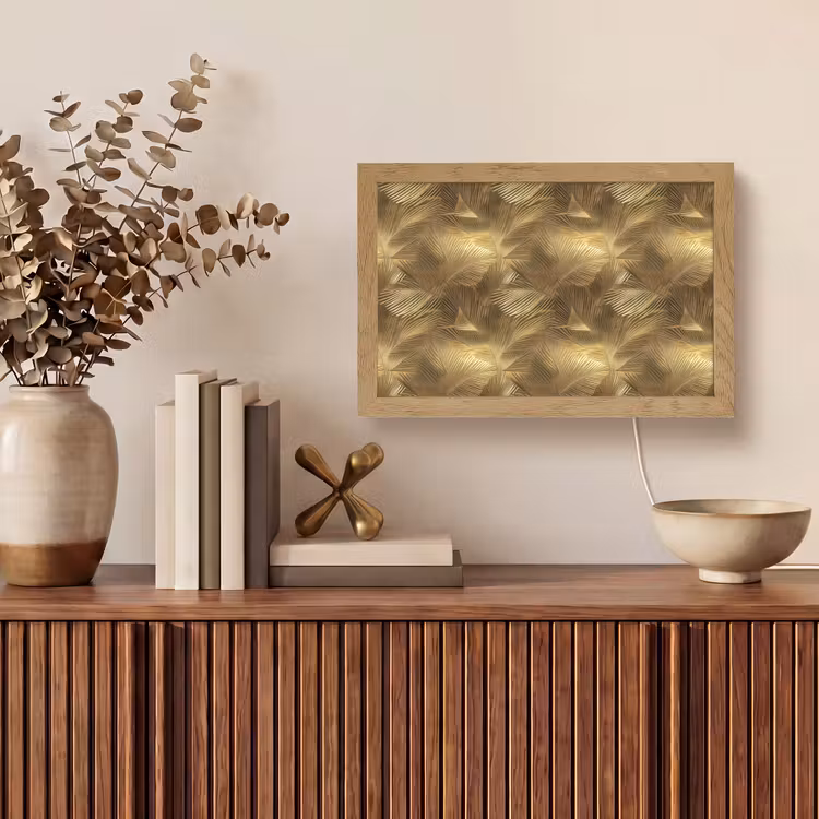 Palm - Waaier - Goud Light Box met kabel (Tafellamp) klein 924 -sfeer2