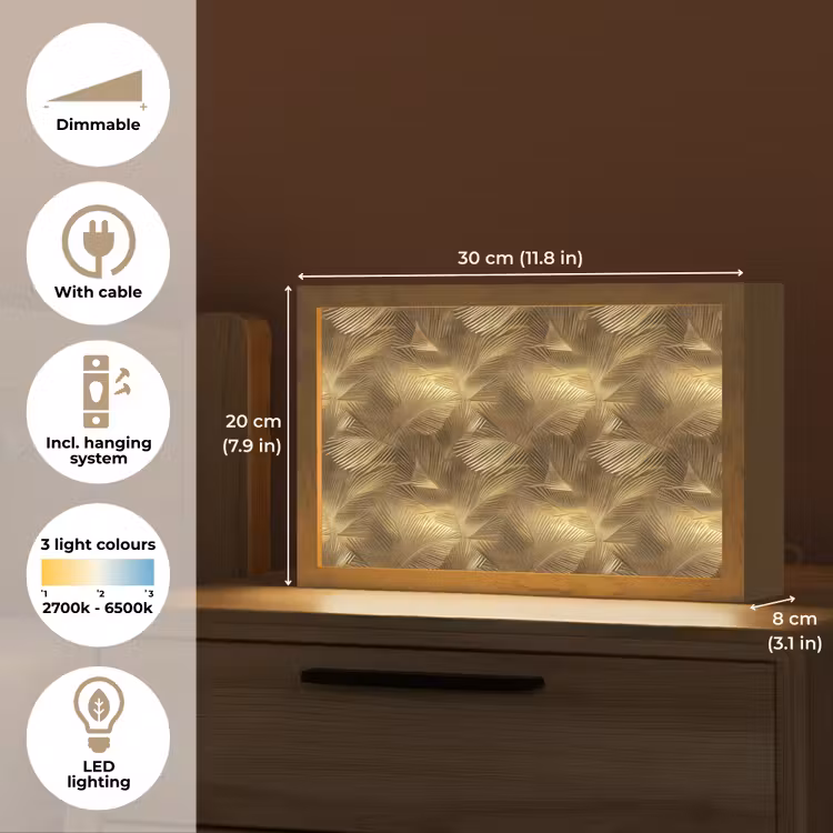 Palm - Waaier - Goud Light Box met kabel (Tafellamp) klein 924 -USP_EN