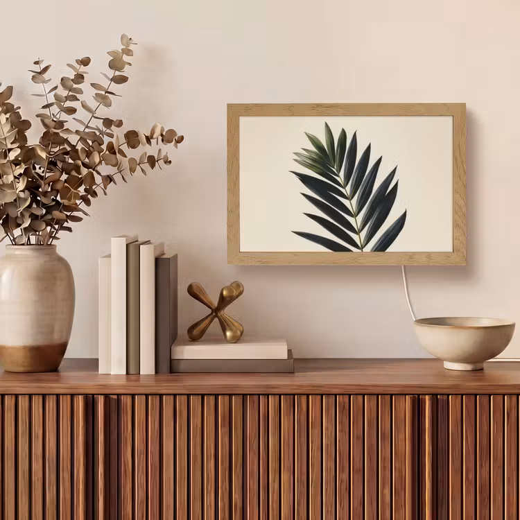 Palmblad - Donkere bladen - Subtiel Light Box met kabel (Tafellamp) klein -sfeer2