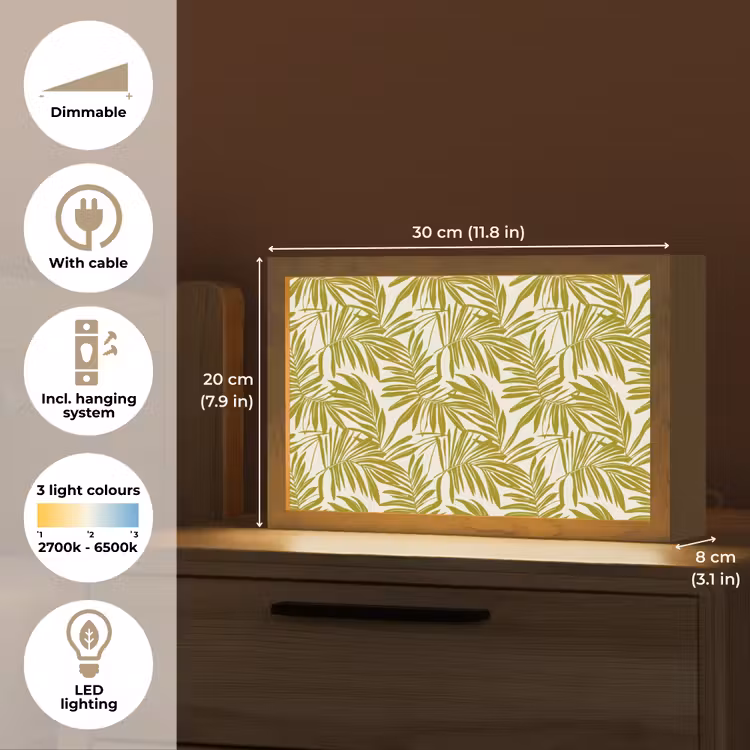 Palmblad - Patroon - Groen Light Box met kabel (Tafellamp) klein 924 -USP_EN