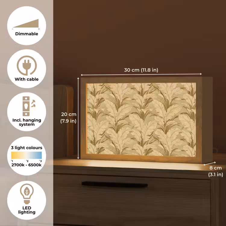 Palmbladeren - Klassiek - Groen Light Box met kabel (Tafellamp) klein 924 -USP_EN