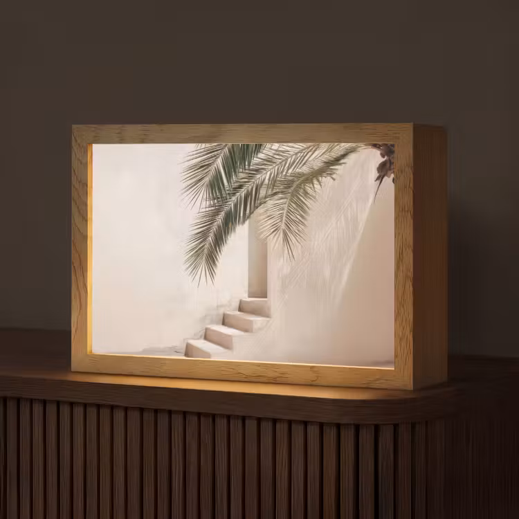 Palmboom - Schaduw - Trap - Beige Light Box met kabel (Tafellamp) klein -z3d_website