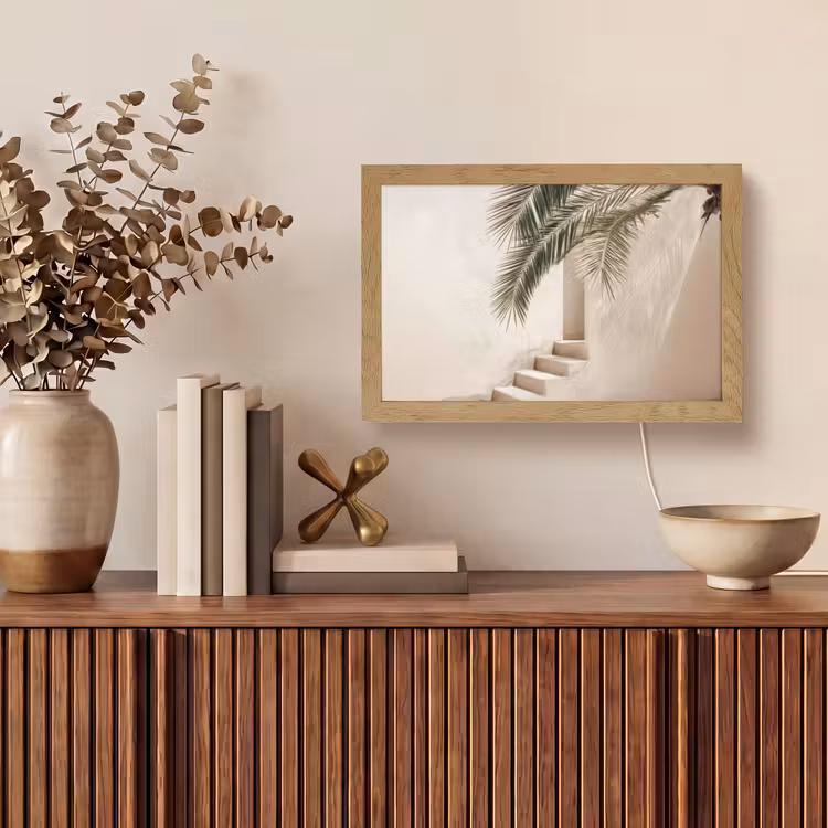 Palmboom - Schaduw - Trap - Beige Light Box met kabel (Tafellamp) klein -sfeer2