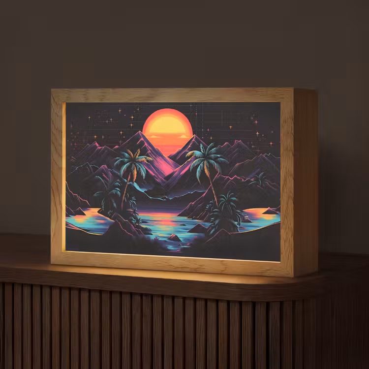Palmbomen - Neonbergen - Sterrenhemel - Zon Light Box met kabel (Tafellamp) klein -z3d_website