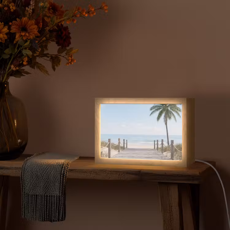 Palmbomen - Pad - Horizon Light Box met kabel (Tafellamp) klein -sfeer4