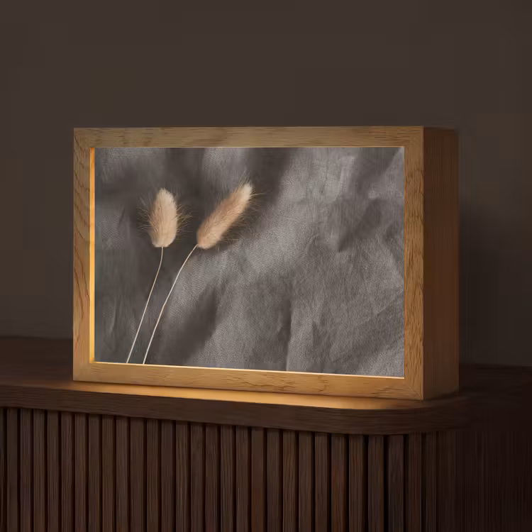 Pampasgras - Pluim - Zwart - Beige Light Box met kabel (Tafellamp) klein -z3d_website
