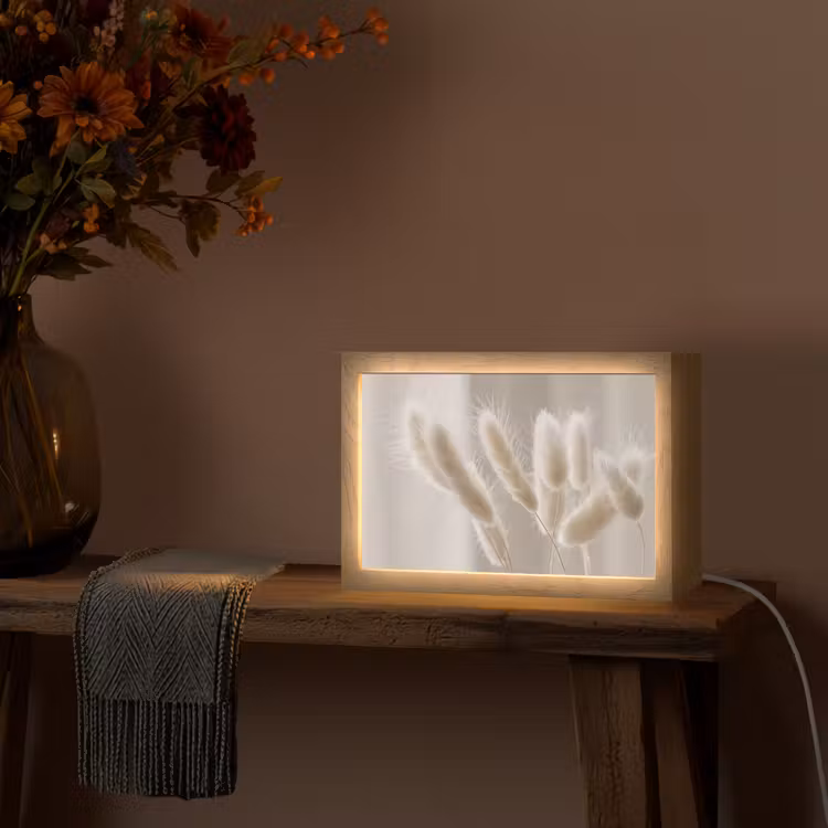 Pampasgras - Pluim - Wit Light Box met kabel (Tafellamp) klein -sfeer4