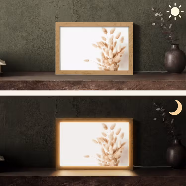 Pampasgras - Pluim - Wit - Beige Light Box met kabel (Tafellamp) klein -sfeer3