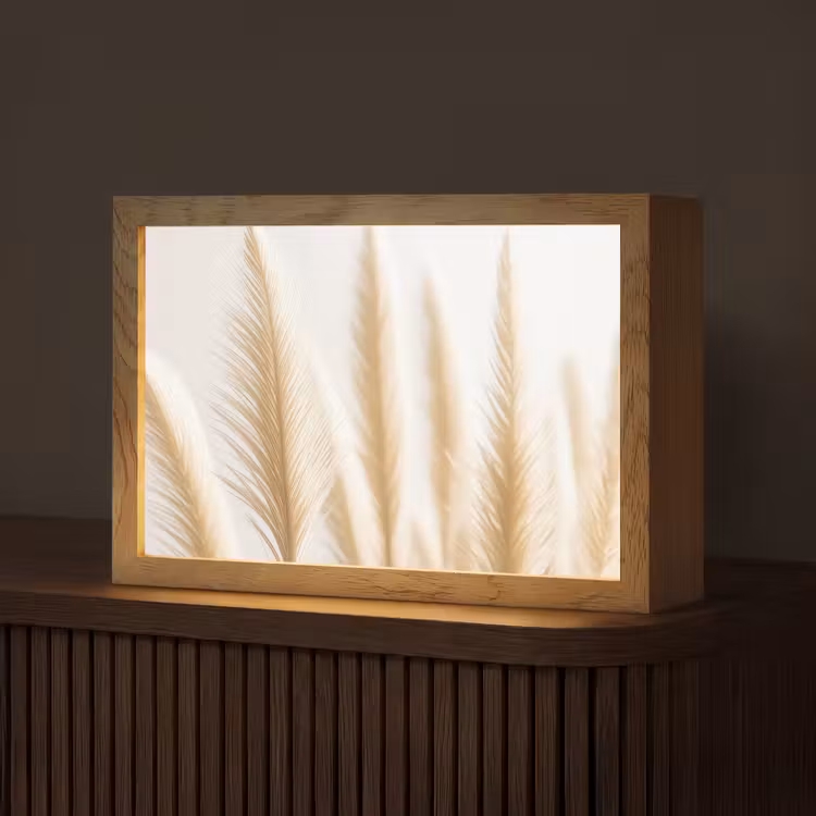 Pampas gras - Pluimen - Beige - Natuur Light Box met kabel (Tafellamp) klein -z3d_website