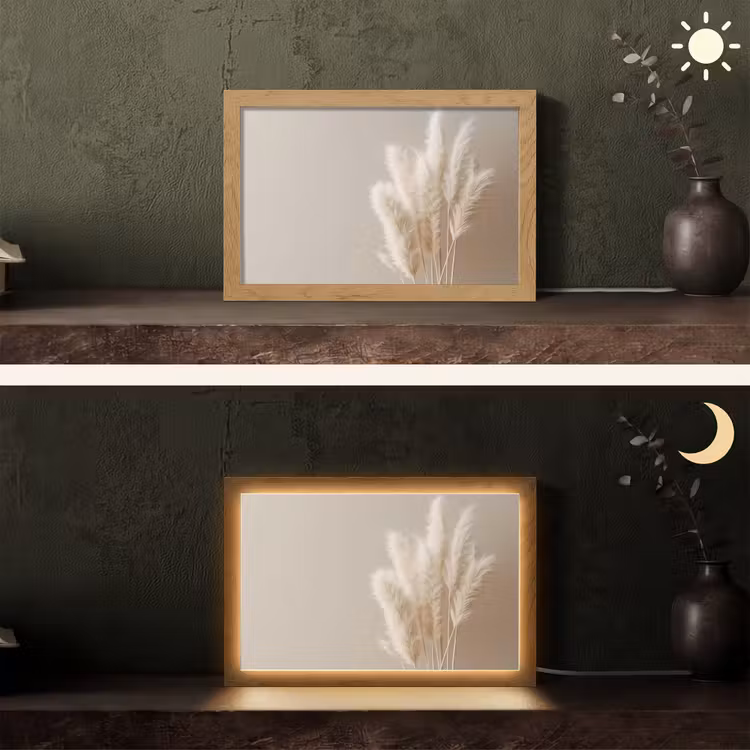 Pampasgras - Pluimen - Pastel - Wit Light Box met kabel (Tafellamp) klein -sfeer3