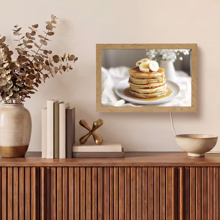 Pannenkoeken - Banaan - Siroop - Wit - Beige Light Box met kabel (Tafellamp) klein -sfeer2