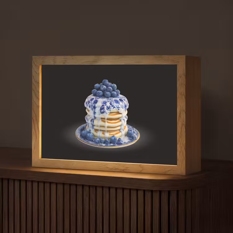 Pannenkoeken - Blauwe Bessen - Bord Light Box met kabel (Tafellamp) klein -z3d_website