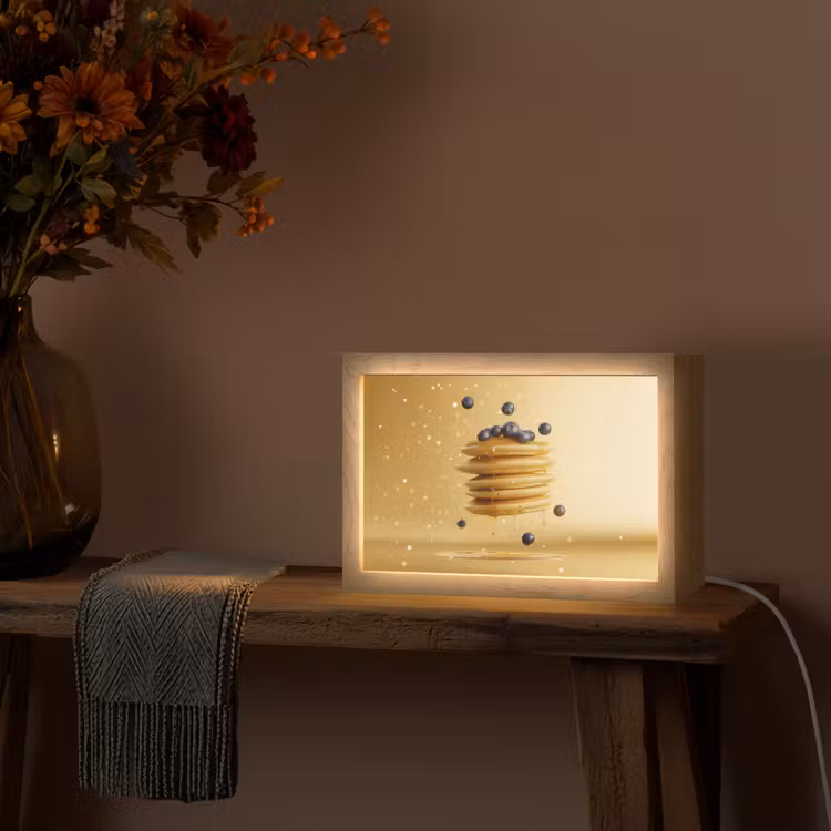 Pannenkoeken - Eten - Honing - Geel Light Box met kabel (Tafellamp) klein -sfeer4
