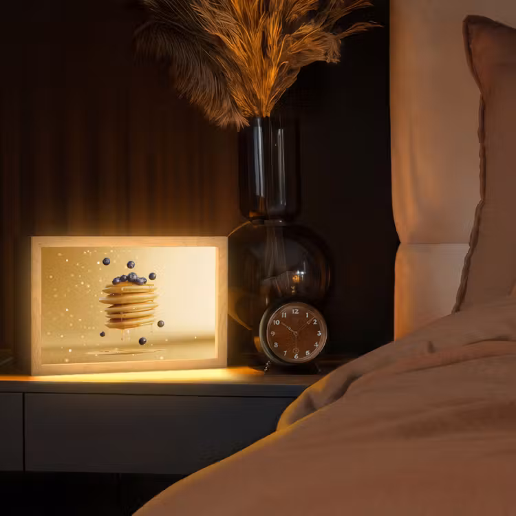 Pannenkoeken - Eten - Honing - Geel Light Box met kabel (Tafellamp) klein -sfeer1