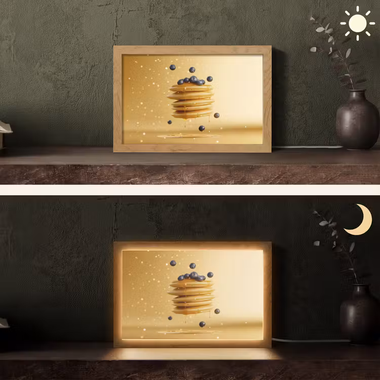 Pannenkoeken - Eten - Honing - Geel Light Box met kabel (Tafellamp) klein -sfeer3