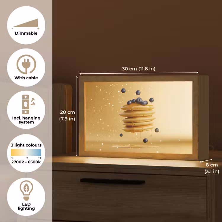 Pannenkoeken - Eten - Honing - Geel Light Box met kabel (Tafellamp) klein -USP_EN