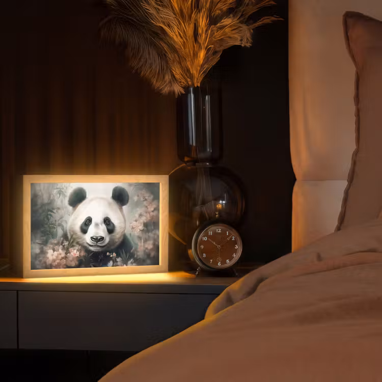 Panda - Dieren - Bloemen - Planten Light Box met kabel (Tafellamp) klein -sfeer1