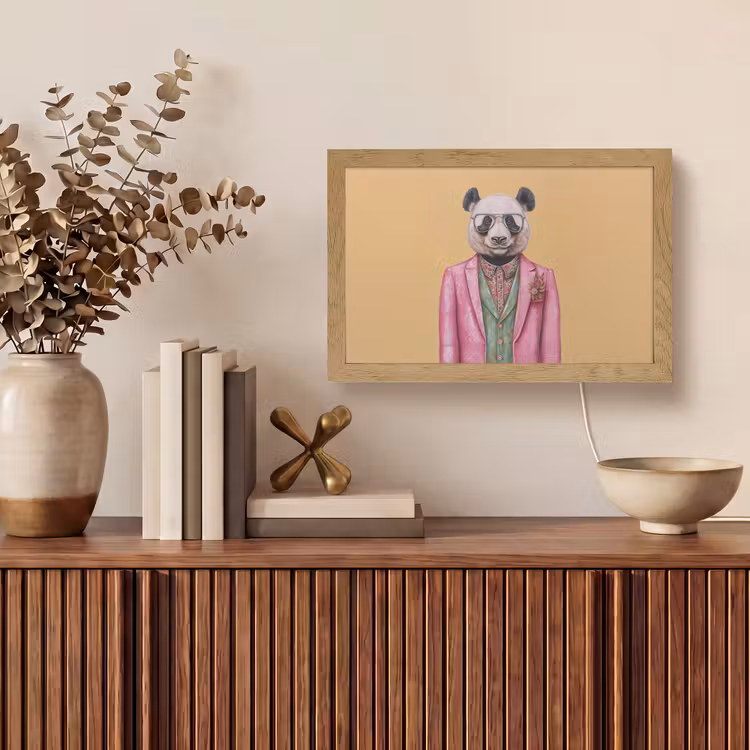 Panda - Pak - Zonnebril - Blauw Light Box met kabel (Tafellamp) klein -sfeer2
