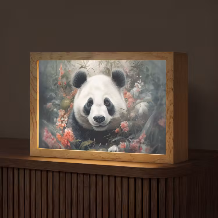 Panda - Wilde dieren - Bloemen - Natuur Light Box met kabel (Tafellamp) klein -z3d_website