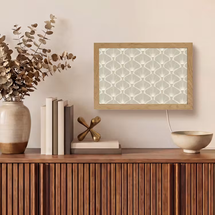 Paneel - Ginkgo - Zand Light Box met kabel (Tafellamp) klein 924 -sfeer2