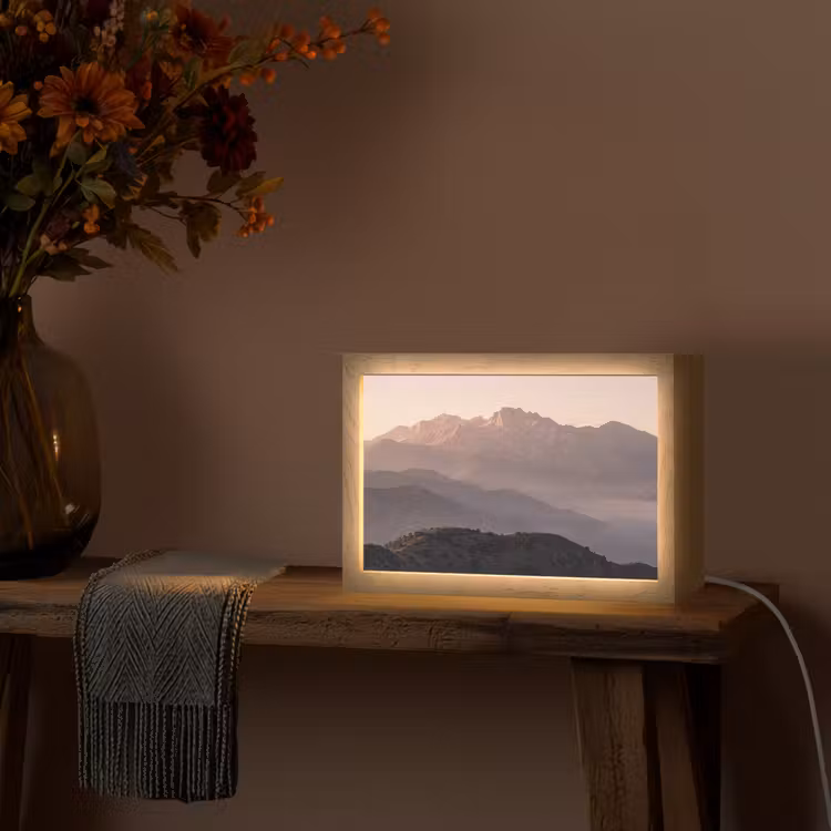 Panorama - Landschap - Bergen Light Box met kabel (Tafellamp) klein -sfeer4