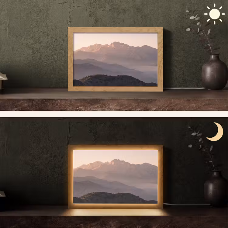 Panorama - Landschap - Bergen Light Box met kabel (Tafellamp) klein -sfeer3