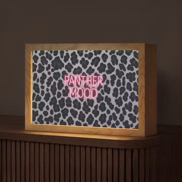 Panterprint - Zwart - Neonletters - Roze Light Box met kabel (Tafellamp) klein -z3d_website