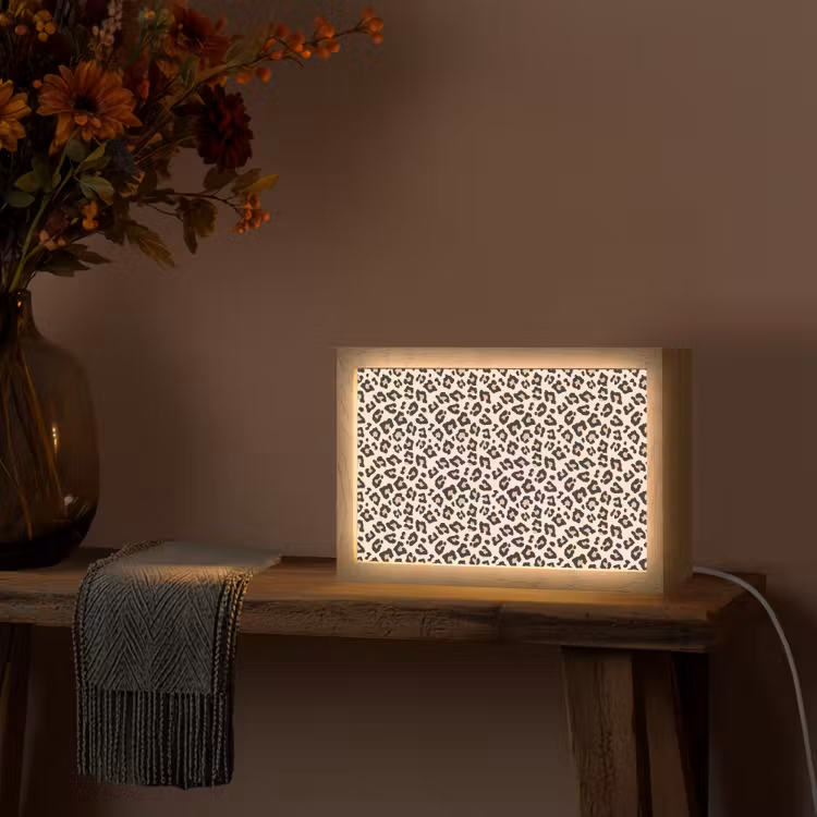 Panterprint - Patroon - Bruin Light Box met kabel (Tafellamp) klein 924 -sfeer4
