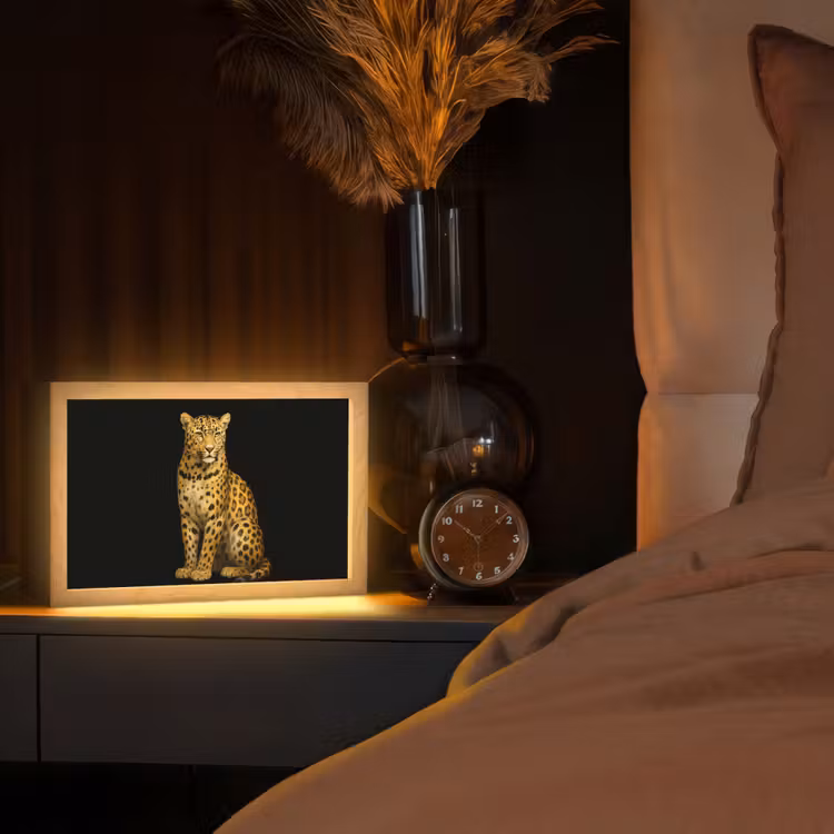 Panter - Realistisch - Bruin Light Box met kabel (Tafellamp) klein -sfeer1