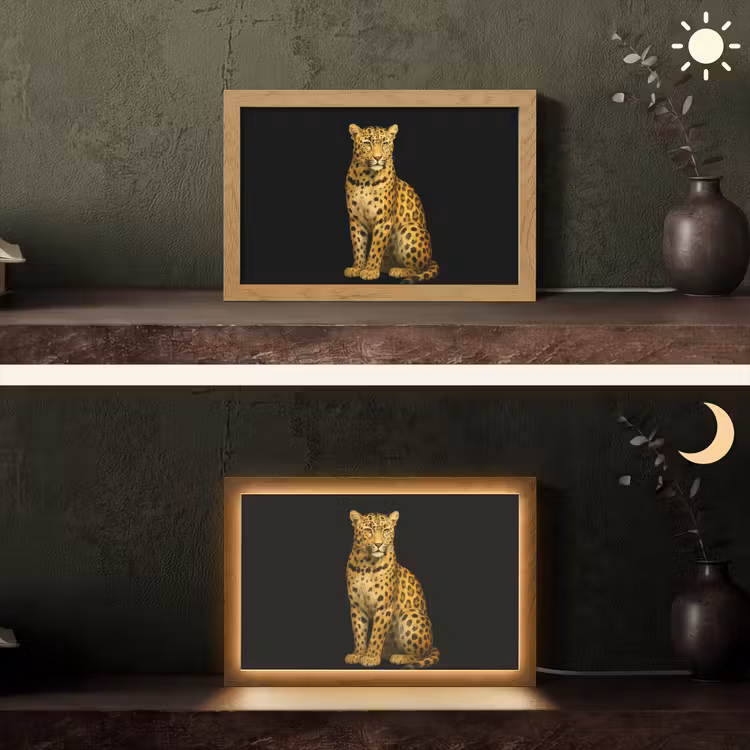 Panter - Realistisch - Bruin Light Box met kabel (Tafellamp) klein -sfeer3