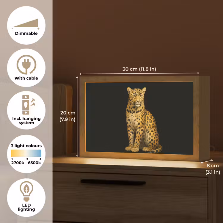 Panter - Realistisch - Bruin Light Box met kabel (Tafellamp) klein -USP_EN
