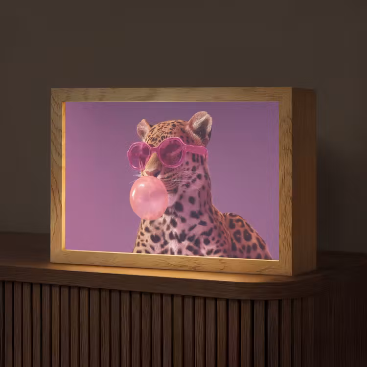 Panter - Zonnebril - Kauwgombel - Roze Light Box met kabel (Tafellamp) klein -z3d_website