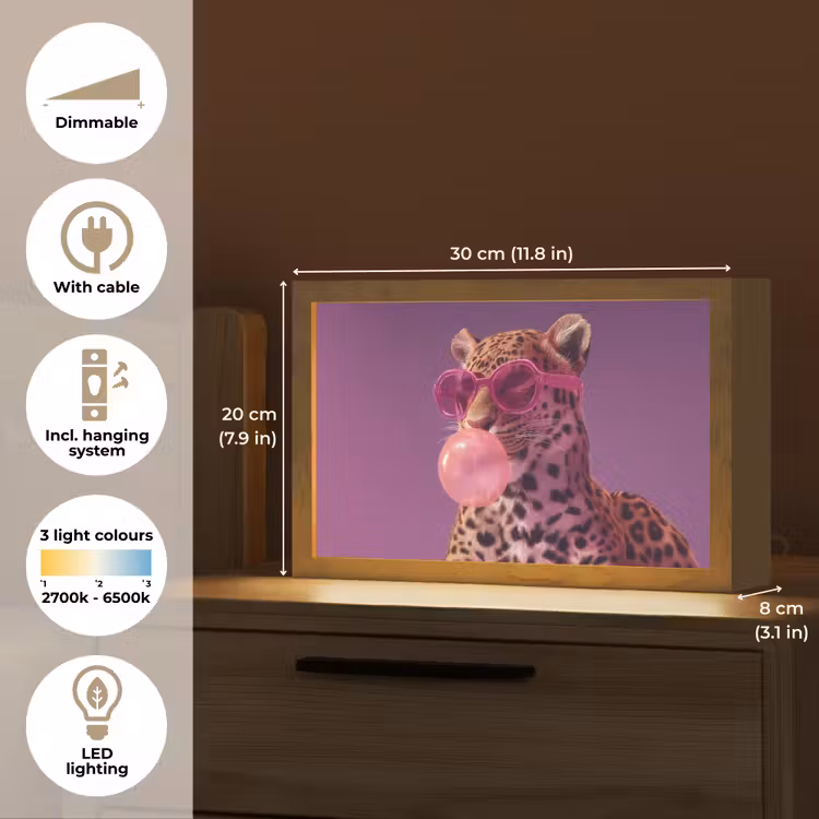 Panter - Zonnebril - Kauwgombel - Roze Light Box met kabel (Tafellamp) klein -USP_EN