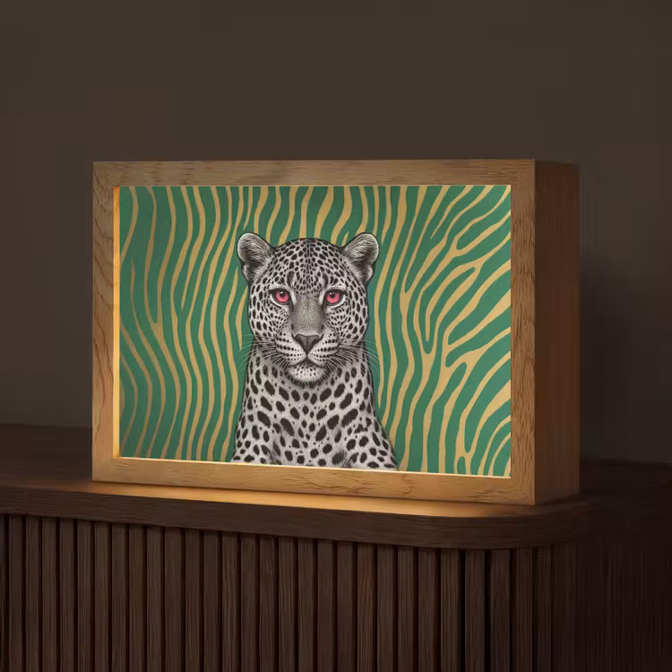 Panter - Zebrapatroon - Groen Light Box met kabel (Tafellamp) klein -z3d_website