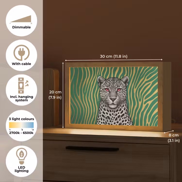 Panter - Zebrapatroon - Groen Light Box met kabel (Tafellamp) klein -USP_EN