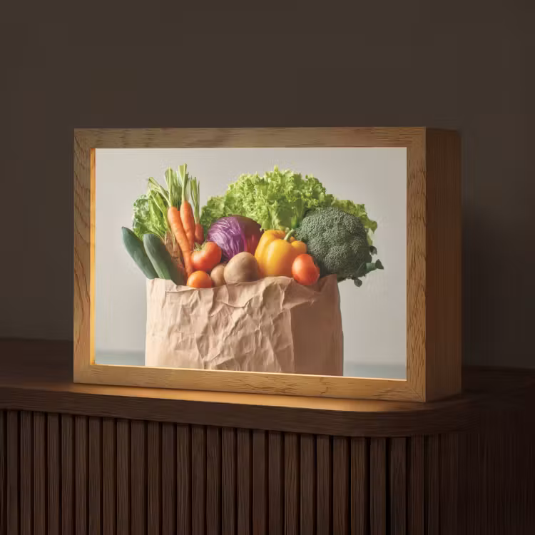 Papieren - Boodschappen - Groente - Kleurrijk Light Box met kabel (Tafellamp) klein -z3d_website