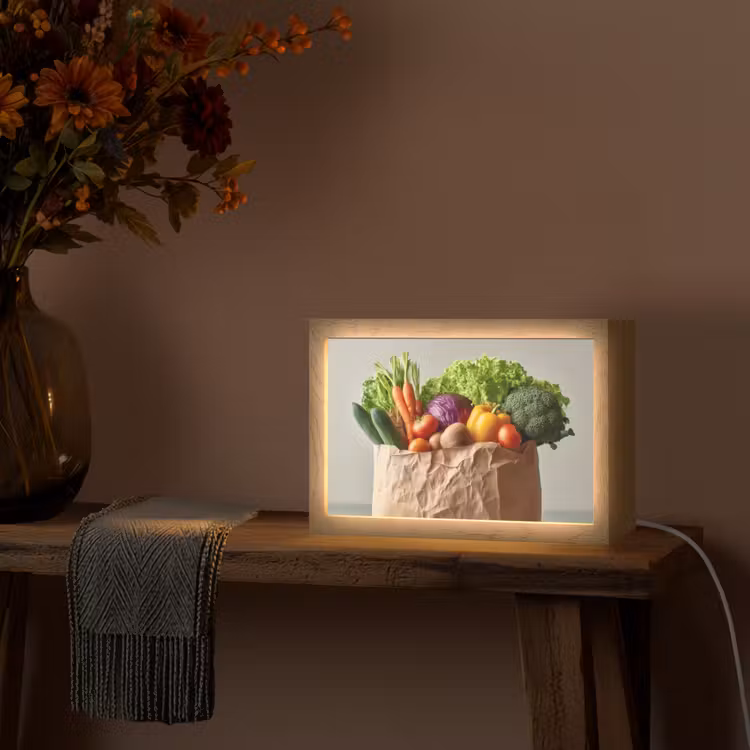 Papieren - Boodschappen - Groente - Kleurrijk Light Box met kabel (Tafellamp) klein -sfeer4