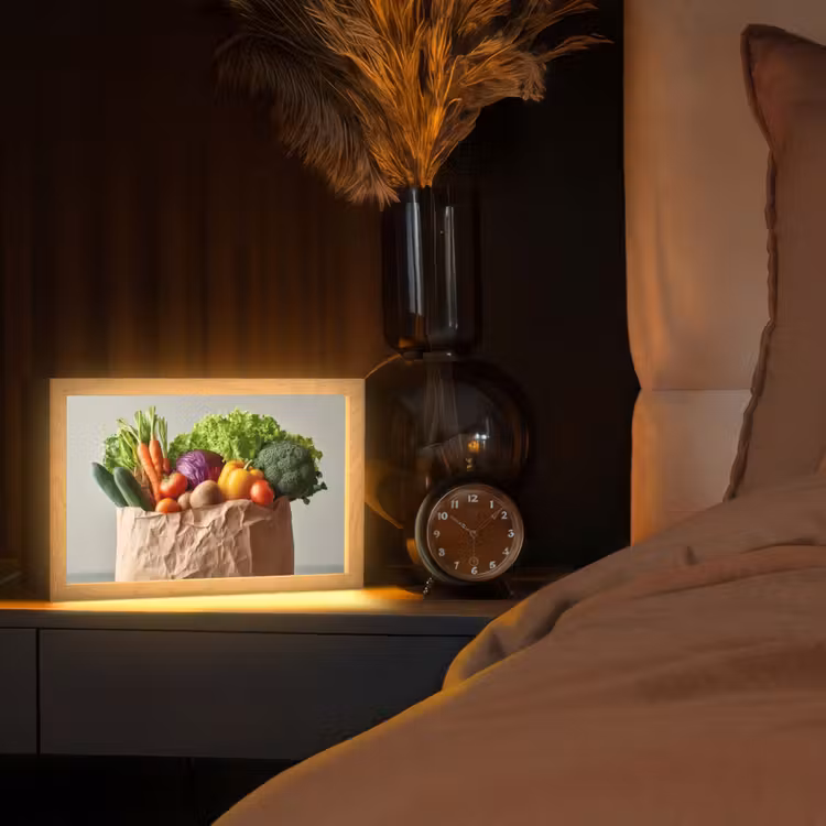 Papieren - Boodschappen - Groente - Kleurrijk Light Box met kabel (Tafellamp) klein -sfeer1