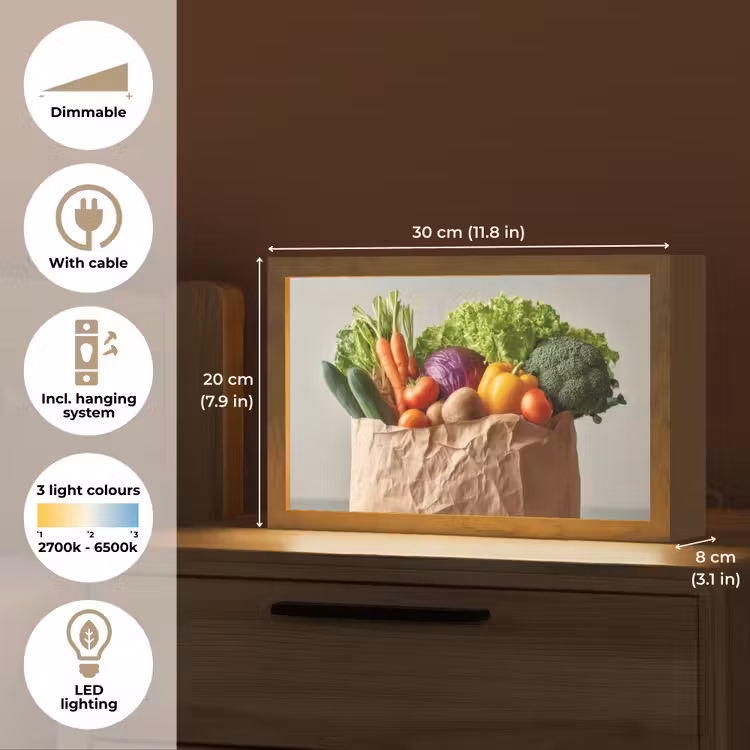 Papieren - Boodschappen - Groente - Kleurrijk Light Box met kabel (Tafellamp) klein -USP_EN