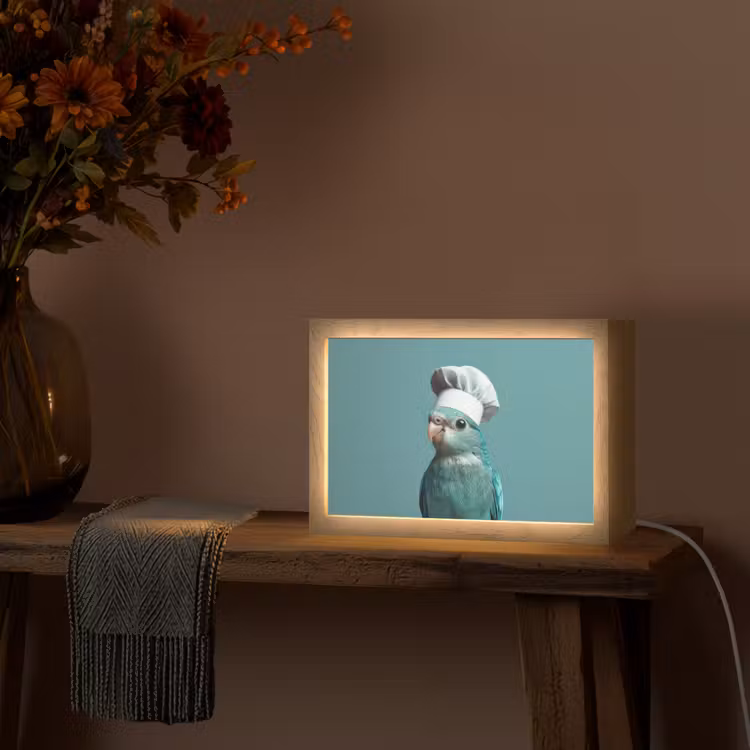 Parkiet - Vogel - Koksmuts - Cute Light Box met kabel (Tafellamp) klein -sfeer4