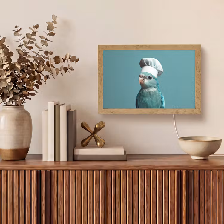 Parkiet - Vogel - Koksmuts - Cute Light Box met kabel (Tafellamp) klein -sfeer2