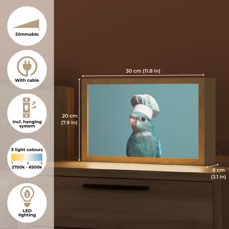 Parkiet - Vogel - Koksmuts - Cute Light Box met kabel (Tafellamp) klein -USP_EN