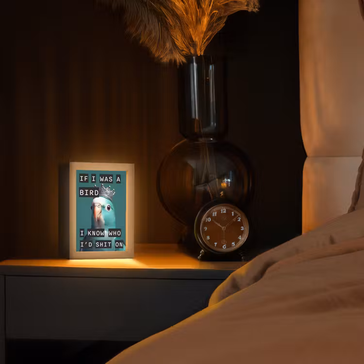 Parkiet - Turquoise - Quotes - Decoratie Light Box met kabel (Tafellamp) klein -sfeer1